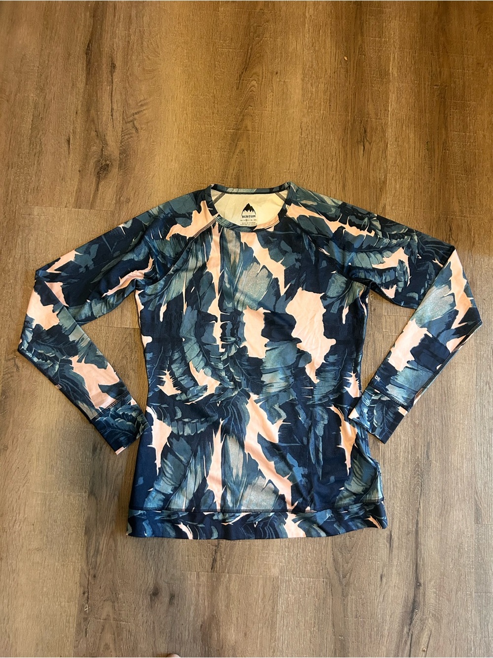 Burton DRYRIDE Base Layer Thermal Top Men's M Blue Camo Long Sleeve Crew